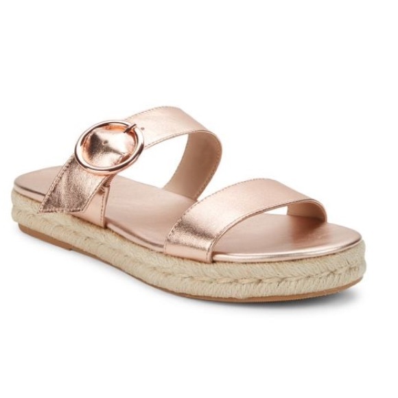 NWB Stuart Weitzman Metallic Leather Espadrille Sandals - Picture 2 of 7